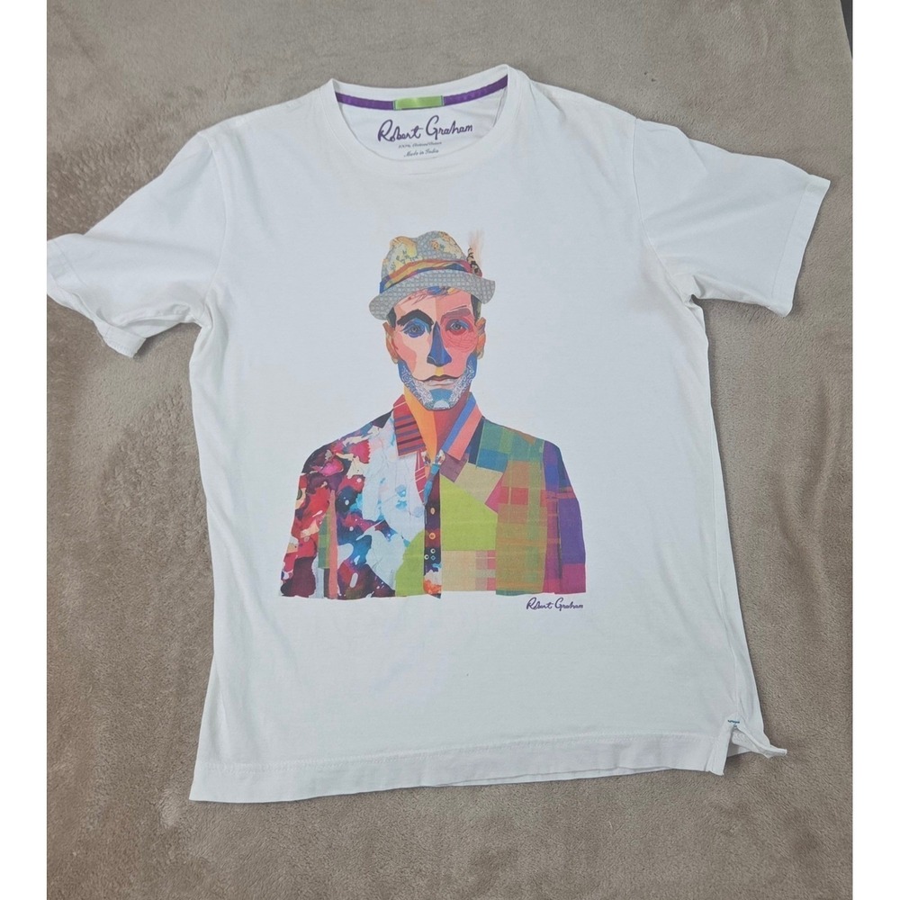 Robert Graham The Renaissance Man Graphic T-Shirt Cotton White Men's XS